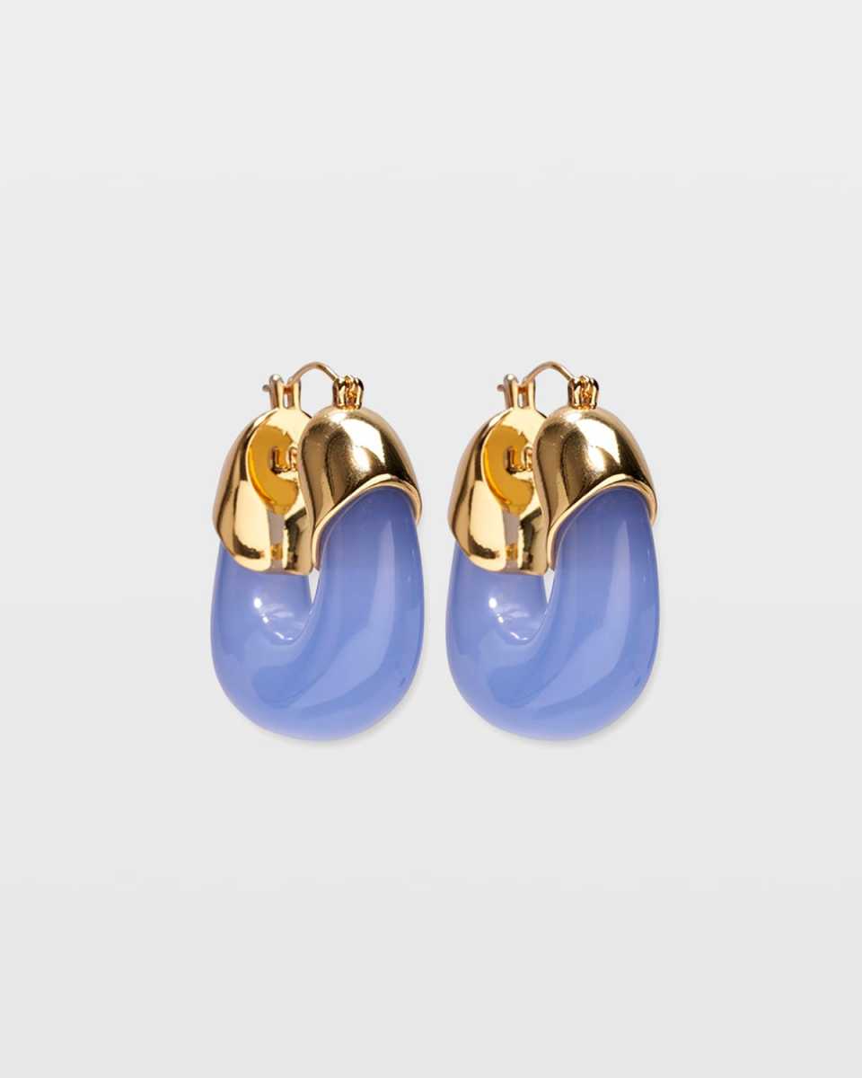 Mini Organic Hoop Earrings in Periwinkle